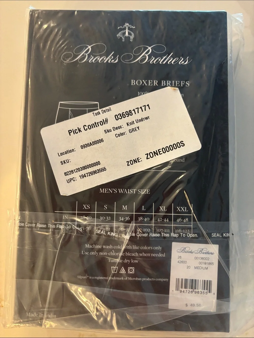 Brooks Brothers Men's Grey and White Boxer Briefs - 3 Pack.  Medium.  NWT